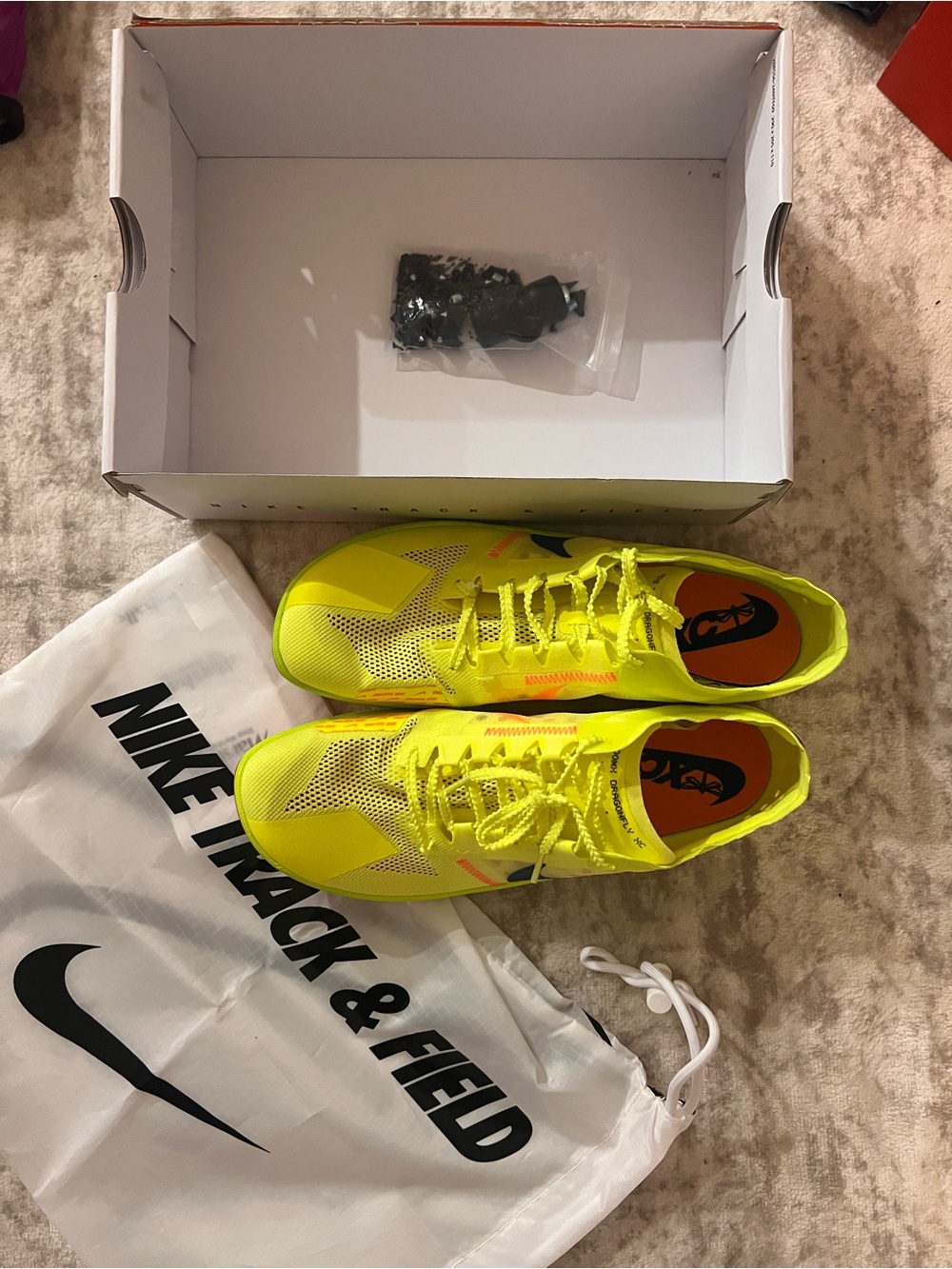 Nike ZoomX Dragonfly XC Track Spikes Mens 10 Volt Orange Racing Shoes DX7992-701